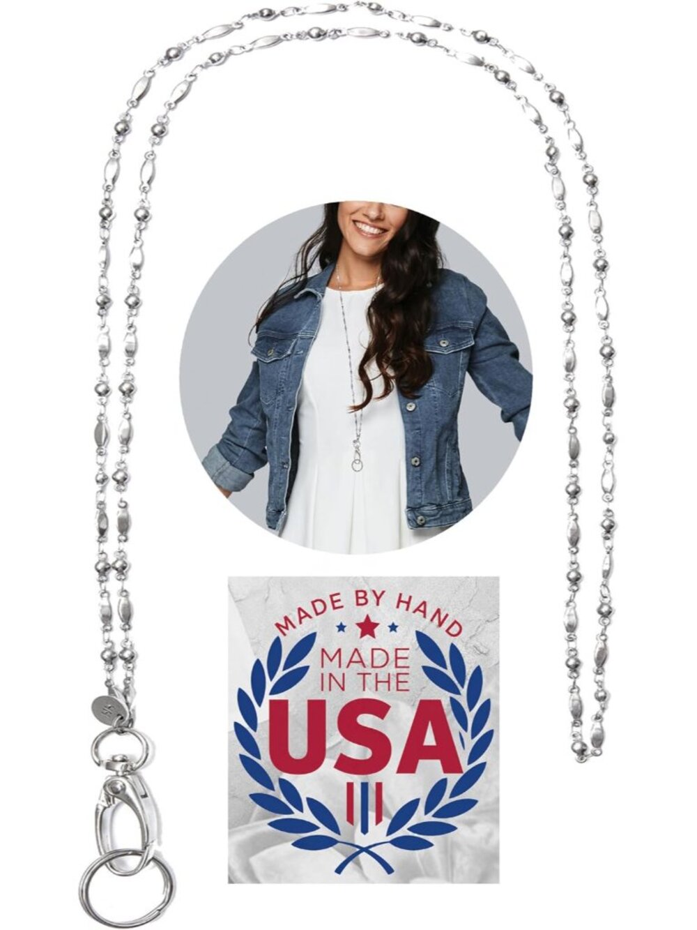 Slim Style Women's Fashion Beaded Lanyard, 34" Jewelry Lanyard for ID Badge Hold